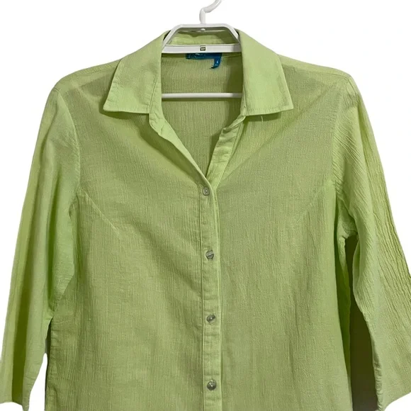 Fresh Produce 3/4 Sleeve Button Down Cotton Shirt - Picture 2 of 8